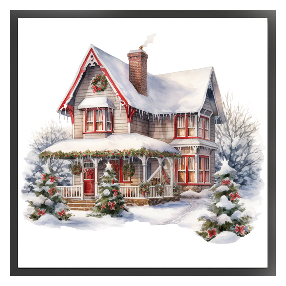 Christmas Cabin - 11CT Stamped Cross Stitch 50*50CM