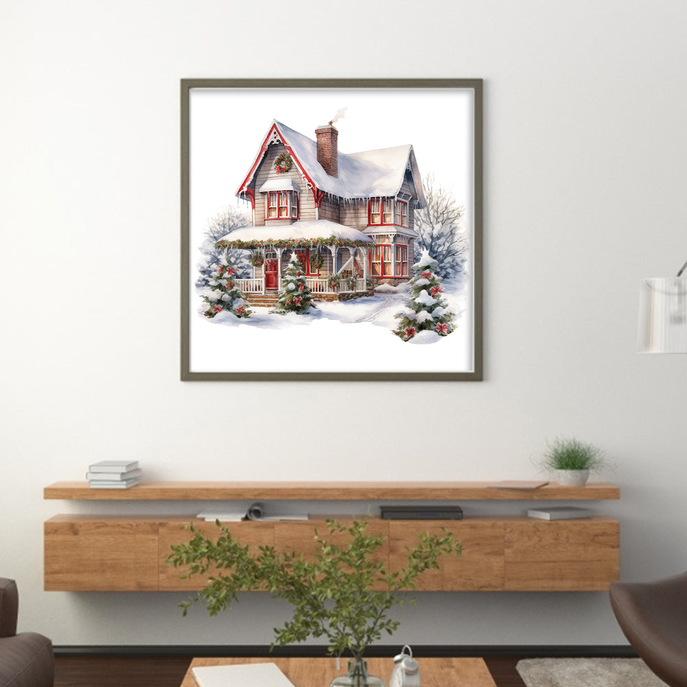 Christmas Cabin - 11CT Stamped Cross Stitch 50*50CM