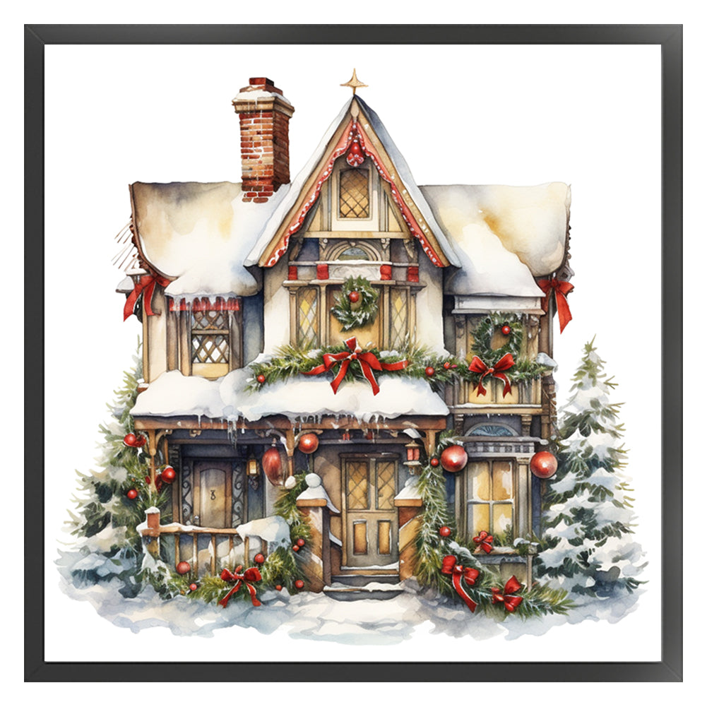 Christmas Cabin - 11CT Stamped Cross Stitch 50*50CM