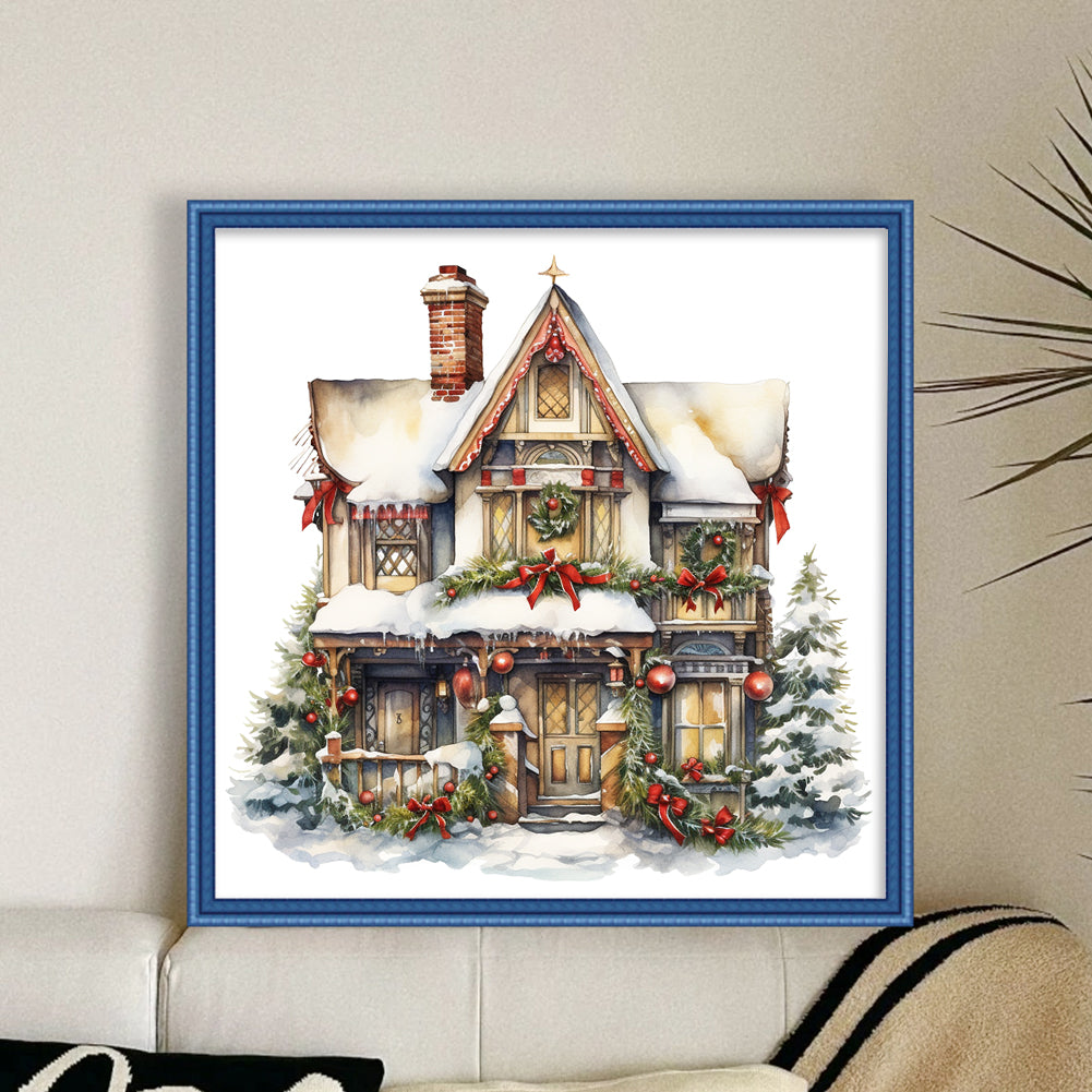 Christmas Cabin - 11CT Stamped Cross Stitch 50*50CM