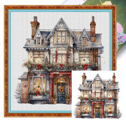 Christmas Cabin - 11CT Stamped Cross Stitch 50*50CM