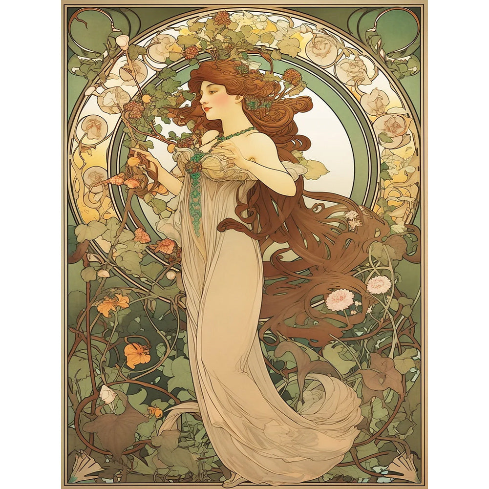 Goddess Of Flowers - Full Round Drill Diamond Painting 30*40CM