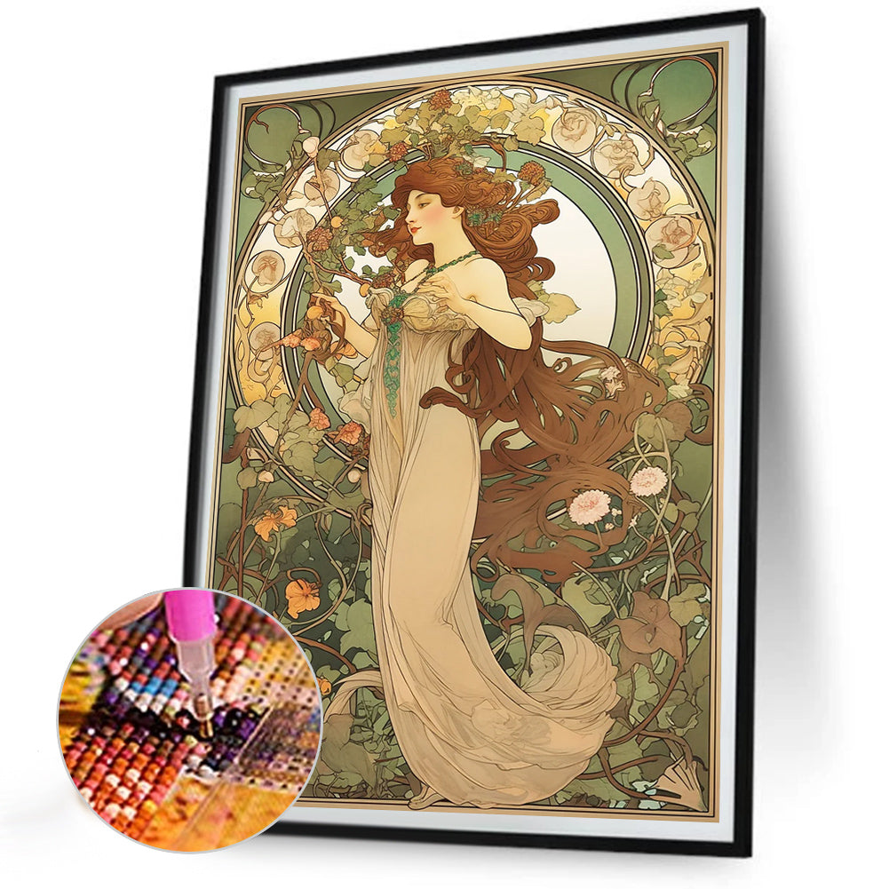 Goddess Of Flowers - Full Round Drill Diamond Painting 30*40CM