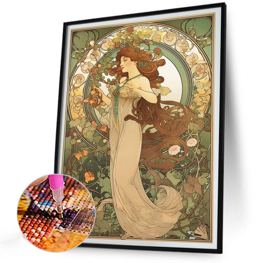 Goddess Of Flowers - Full Round Drill Diamond Painting 30*40CM