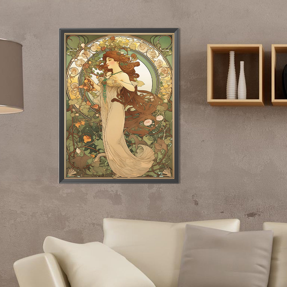 Goddess Of Flowers - Full Round Drill Diamond Painting 30*40CM