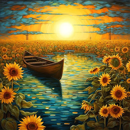 Sunflower Lake - Full Round Drill Diamond Painting 40*40CM