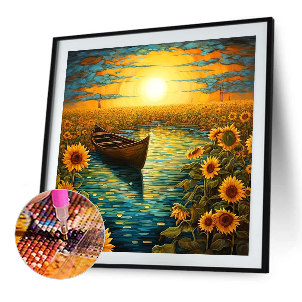 Sunflower Lake - Full Round Drill Diamond Painting 40*40CM