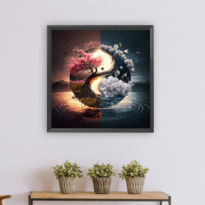 Yin And Yang Diagram Of Sacred Tree - Full Round Drill Diamond Painting 30*30CM