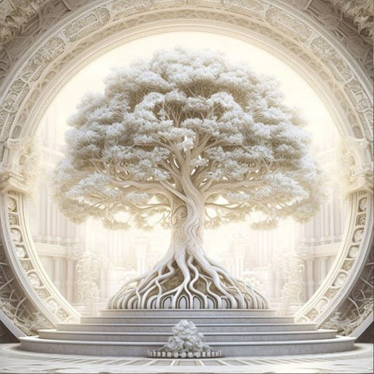 Pure White Tree Of Life Temple - Full Round Drill Diamond Painting 30*30CM