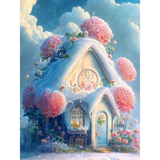 Snow Cabin - Full Round Drill Diamond Painting 30*40CM