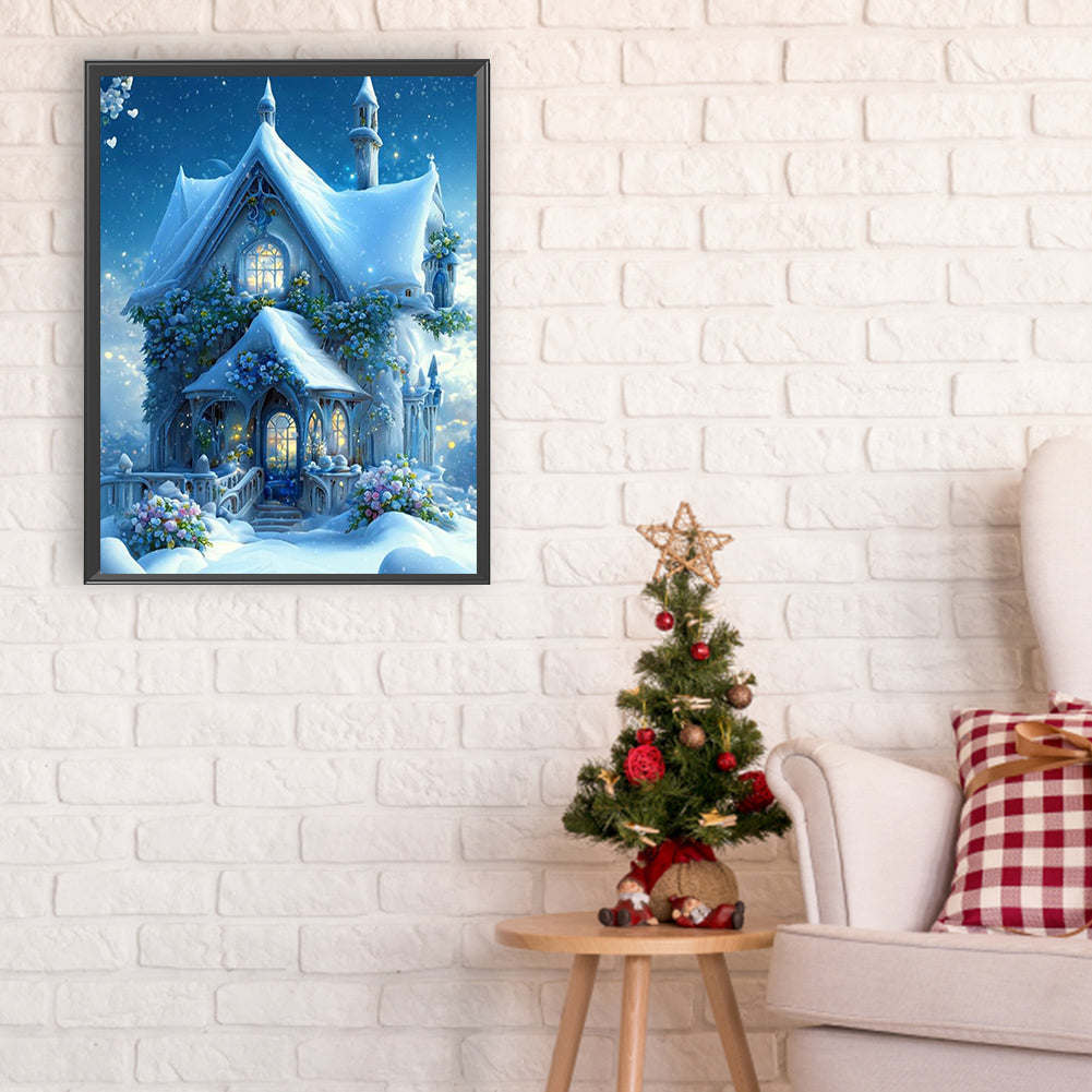 Snow Cabin - Full Round Drill Diamond Painting 30*40CM