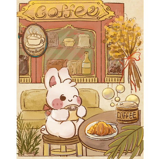 Bunny Tea Time - Full Round Drill Diamond Painting 40*50CM
