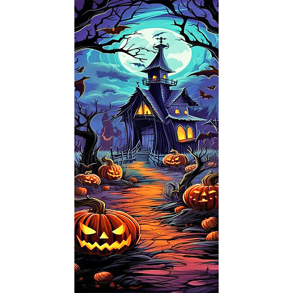 Halloween Pumpkin Castle - Full Round Drill Diamond Painting 30*70CM