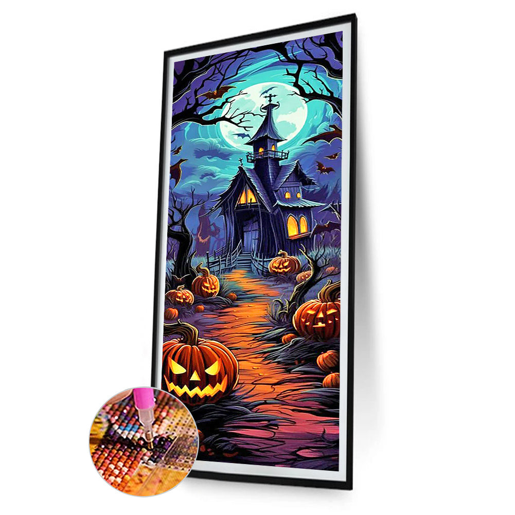 Halloween Pumpkin Castle - Full Round Drill Diamond Painting 30*70CM