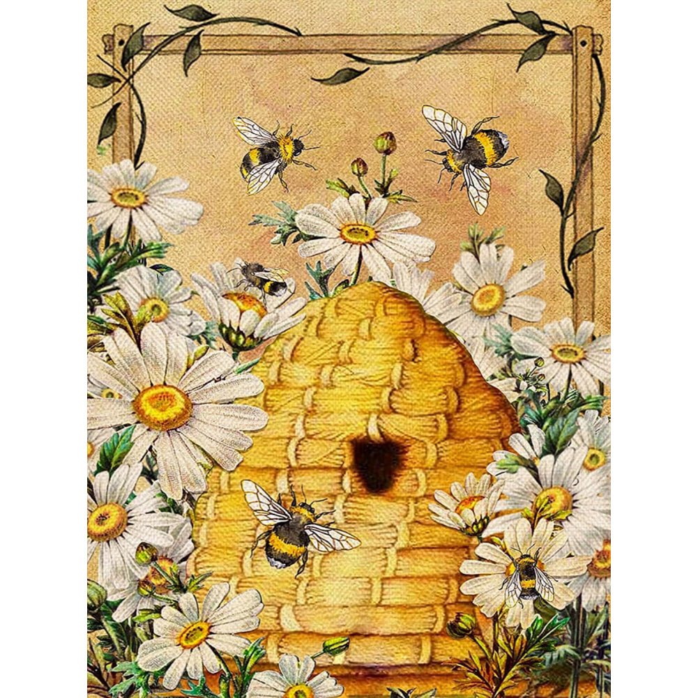 Bees In Vintage Diary - Full Round Drill Diamond Painting 30*40CM