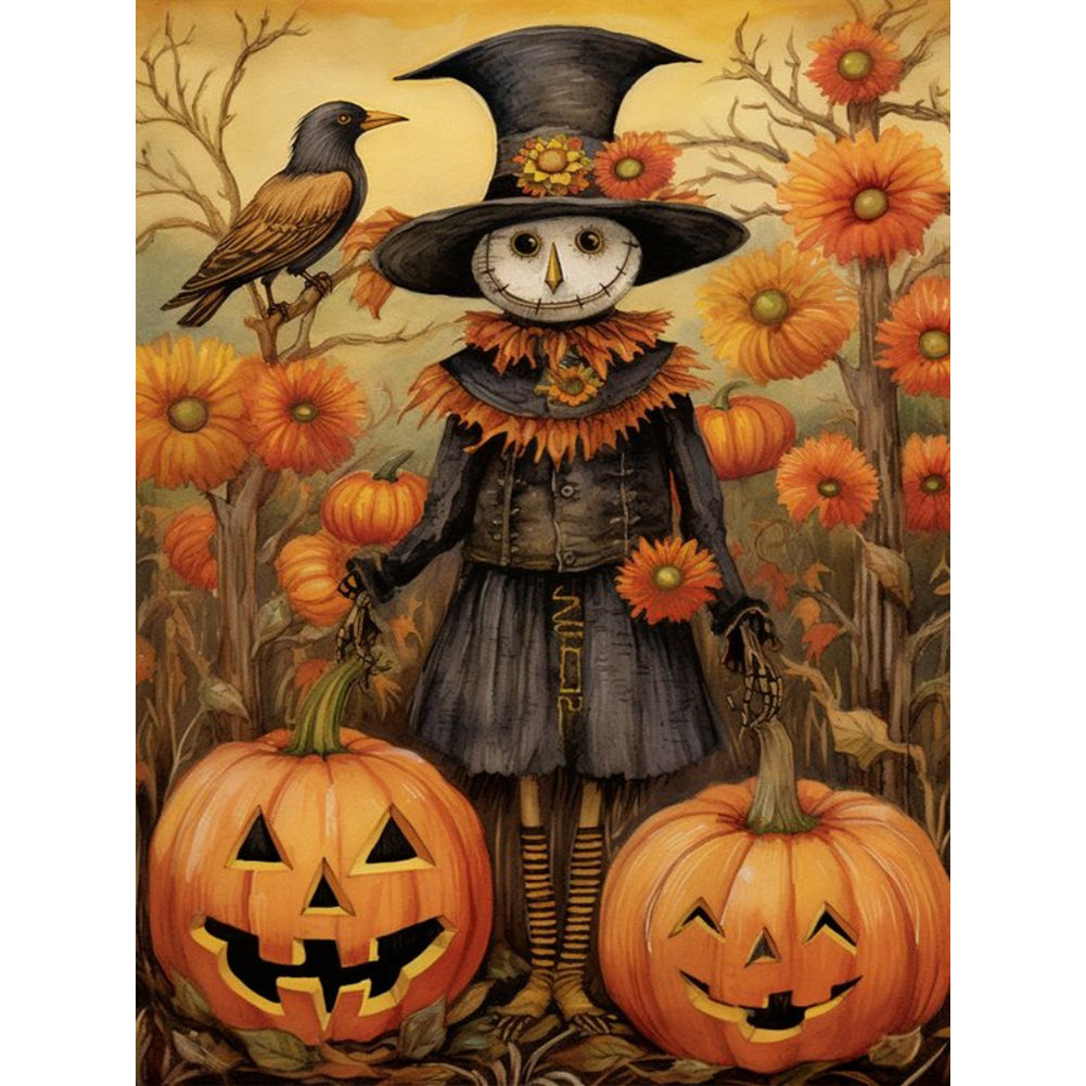 Scarecrow And Jack-O-Lantern - Full Round Drill Diamond Painting 30*40CM