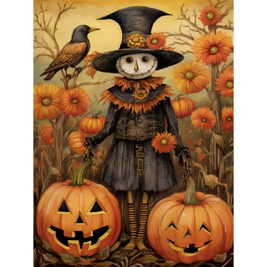 Scarecrow And Jack-O-Lantern - Full Round Drill Diamond Painting 30*40CM