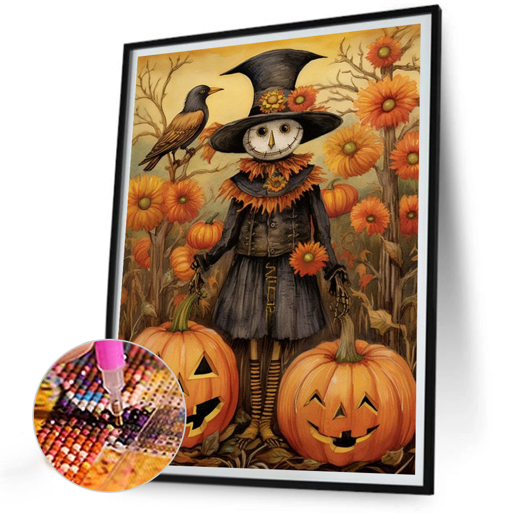 Scarecrow And Jack-O-Lantern - Full Round Drill Diamond Painting 30*40CM