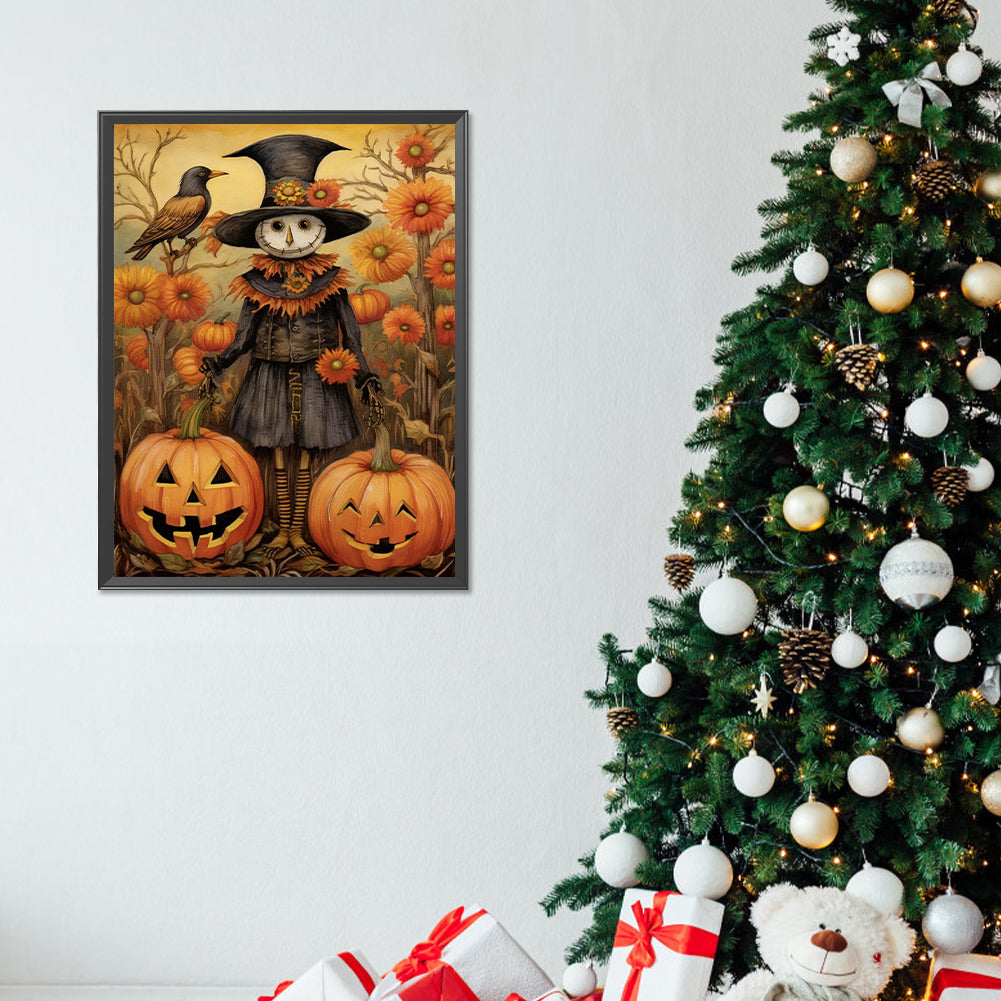 Scarecrow And Jack-O-Lantern - Full Round Drill Diamond Painting 30*40CM