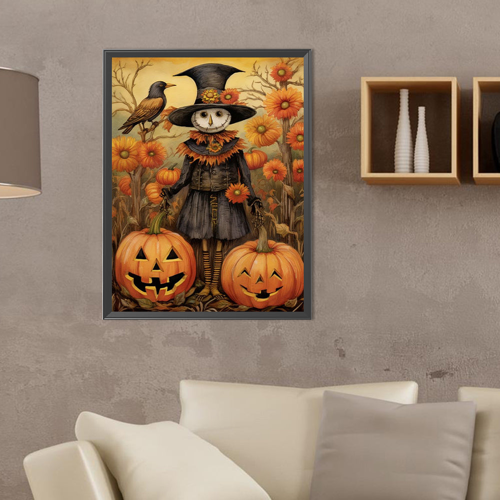 Scarecrow And Jack-O-Lantern - Full Round Drill Diamond Painting 30*40CM