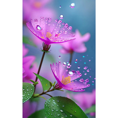 Raindrops Flowers - Full Round Drill Diamond Painting 30*50CM