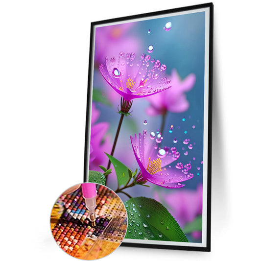 Raindrops Flowers - Full Round Drill Diamond Painting 30*50CM