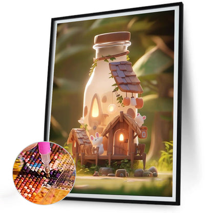 Forest Bottle Hut - Full Round Drill Diamond Painting 30*40CM