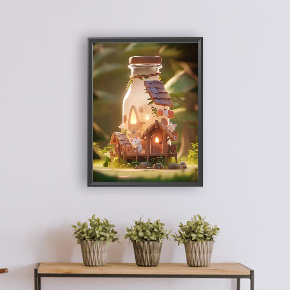 Forest Bottle Hut - Full Round Drill Diamond Painting 30*40CM