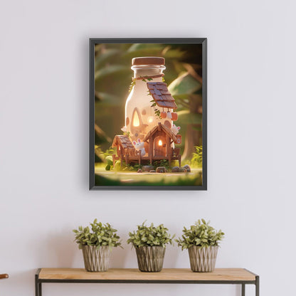 Forest Bottle Hut - Full Round Drill Diamond Painting 30*40CM