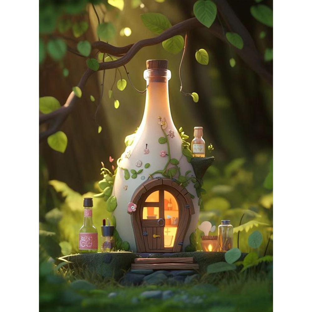 Forest Bottle Hut - Full Round Drill Diamond Painting 30*40CM