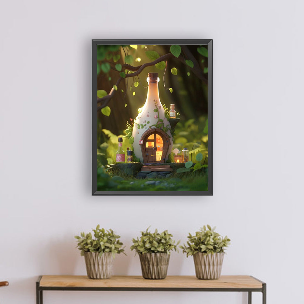 Forest Bottle Hut - Full Round Drill Diamond Painting 30*40CM