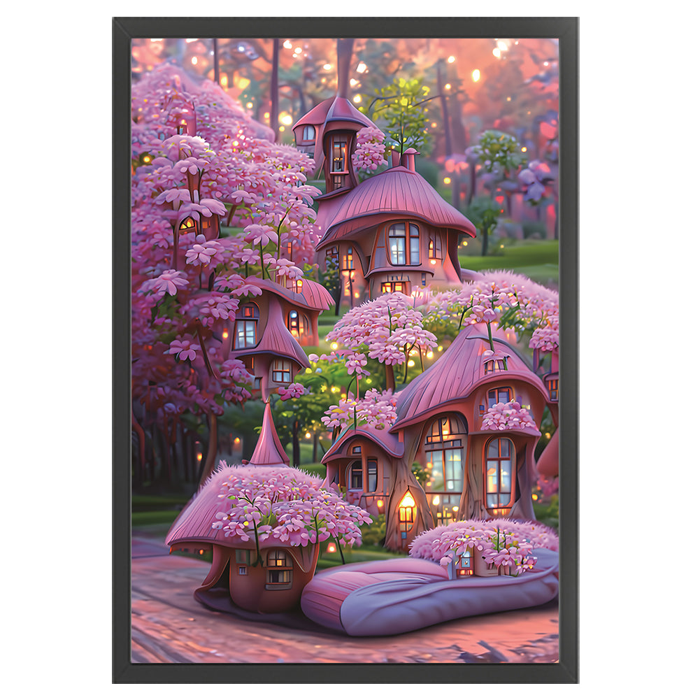Pink Cabin - 11CT Stamped Cross Stitch 52*72CM