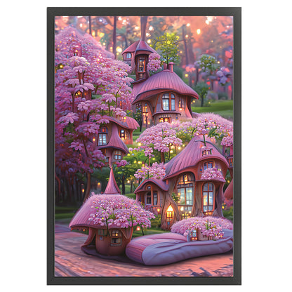 Pink Cabin - 11CT Stamped Cross Stitch 52*72CM