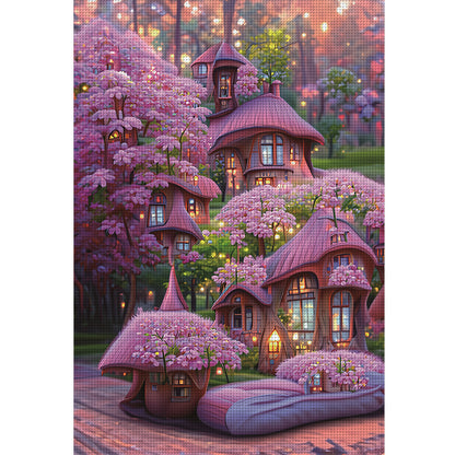 Pink Cabin - 11CT Stamped Cross Stitch 52*72CM