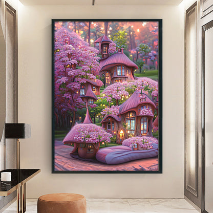 Pink Cabin - 11CT Stamped Cross Stitch 52*72CM