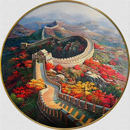 Round Version Of The Great Wall - 11CT Stamped Cross Stitch 60*60CM