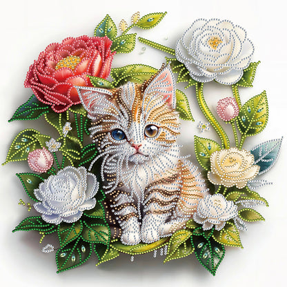 Simple Flowers And Cats - Special Shaped Drill Diamond Painting 40*40CM