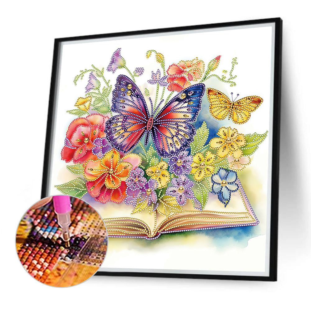 Simple Butterfly And Book - Special Shaped Drill Diamond Painting 40*40CM