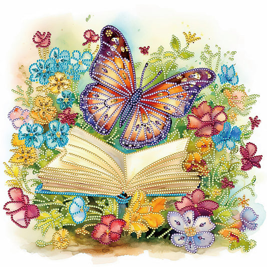 Minimalistic Book And Butterfly - Special Shaped Drill Diamond Painting 40*40CM