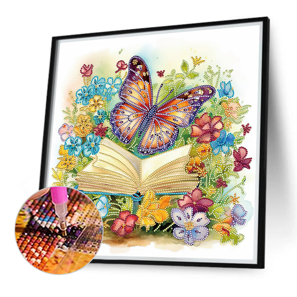 Minimalistic Book And Butterfly - Special Shaped Drill Diamond Painting 40*40CM