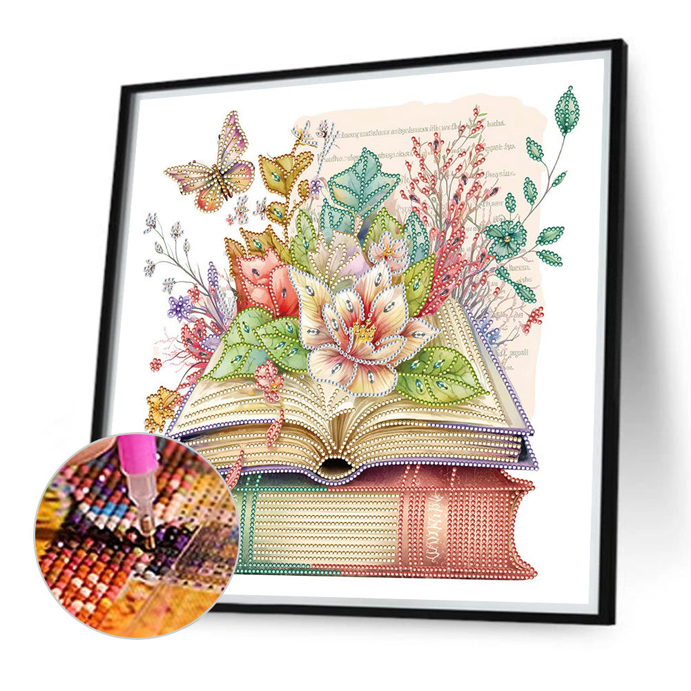 Simple Flower Book Butterfly - Special Shaped Drill Diamond Painting 40*40CM