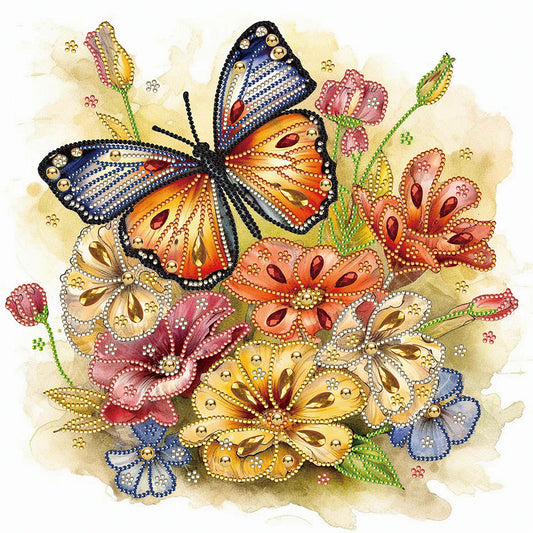 Simple Butterfly And Flower - Special Shaped Drill Diamond Painting 40*40CM