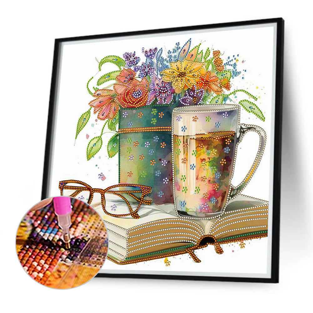 Simple Book Coffee - Special Shaped Drill Diamond Painting 40*40CM