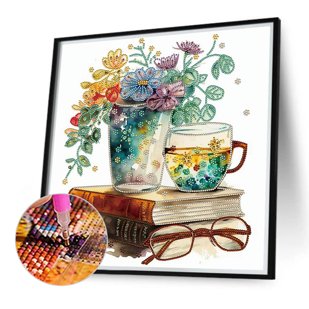 Simple Glasses Book - Special Shaped Drill Diamond Painting 40*40CM