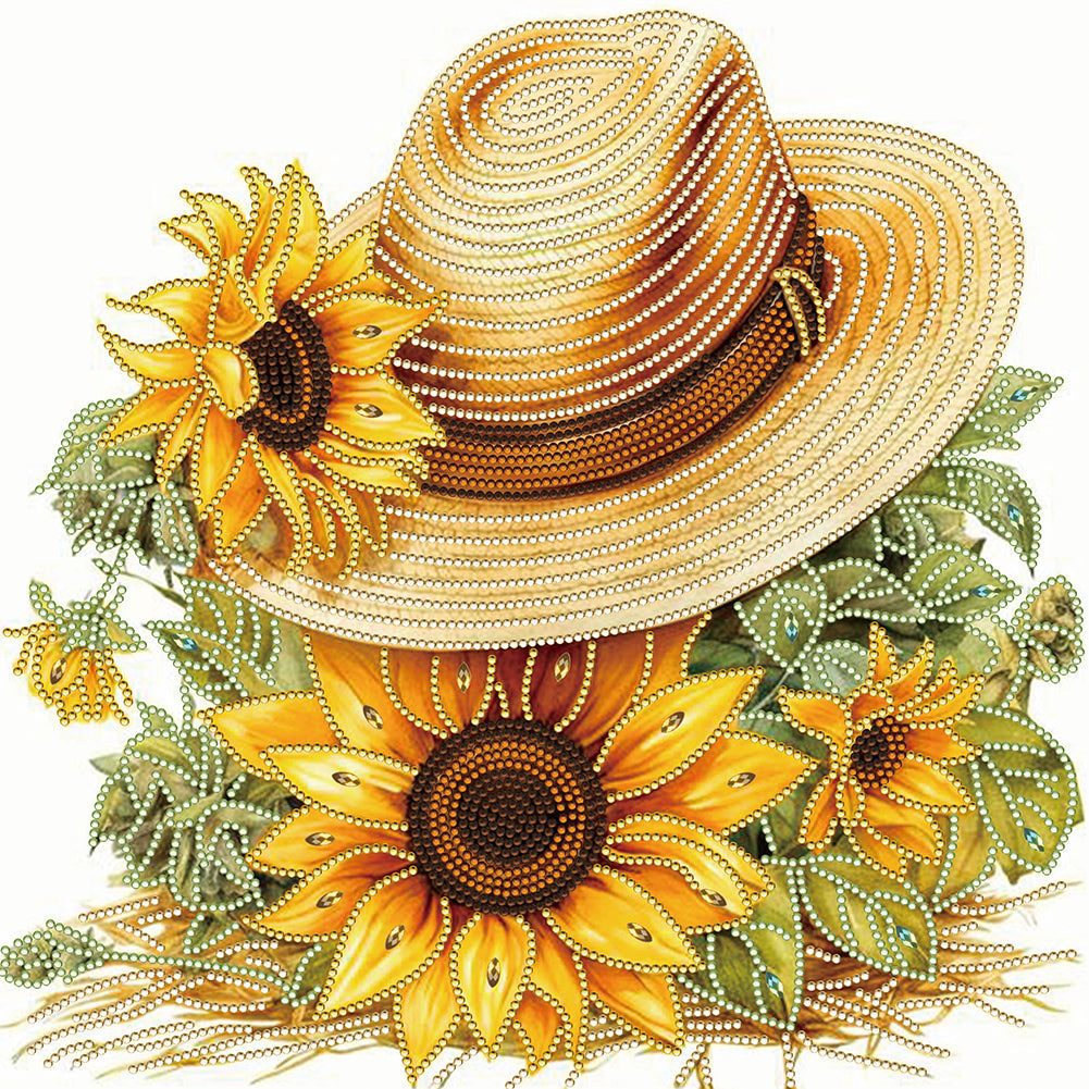 Simple Hat Sunflower - Special Shaped Drill Diamond Painting 40*40CM