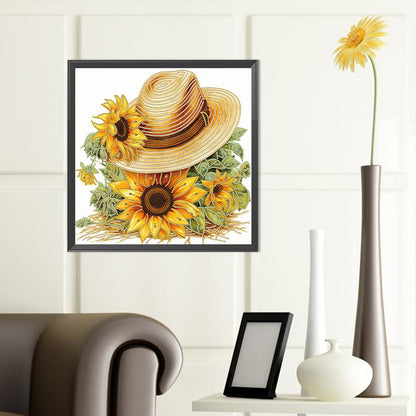 Simple Hat Sunflower - Special Shaped Drill Diamond Painting 40*40CM