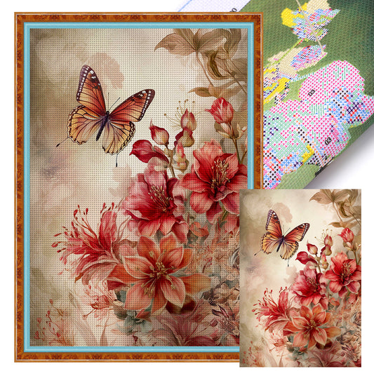 Flowers And Butterflies - 11CT Stamped Cross Stitch 40*60CM