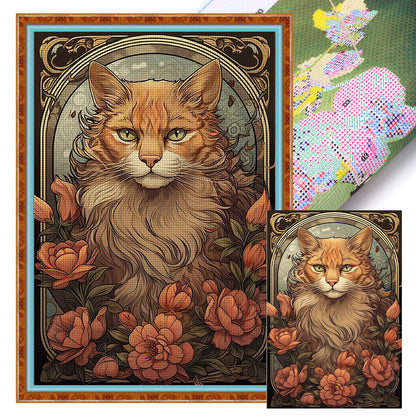 Golden Retriever Cat And Rose - 11CT Stamped Cross Stitch 40*60CM