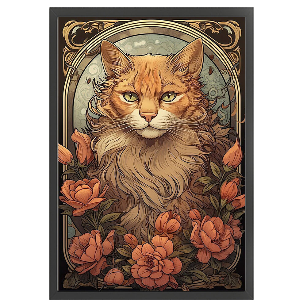 Golden Retriever Cat And Rose - 11CT Stamped Cross Stitch 40*60CM