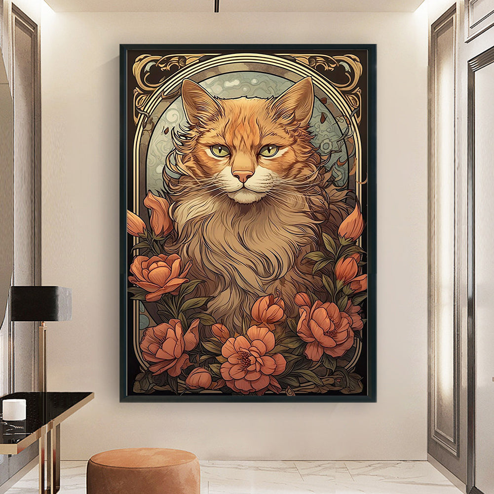 Golden Retriever Cat And Rose - 11CT Stamped Cross Stitch 40*60CM